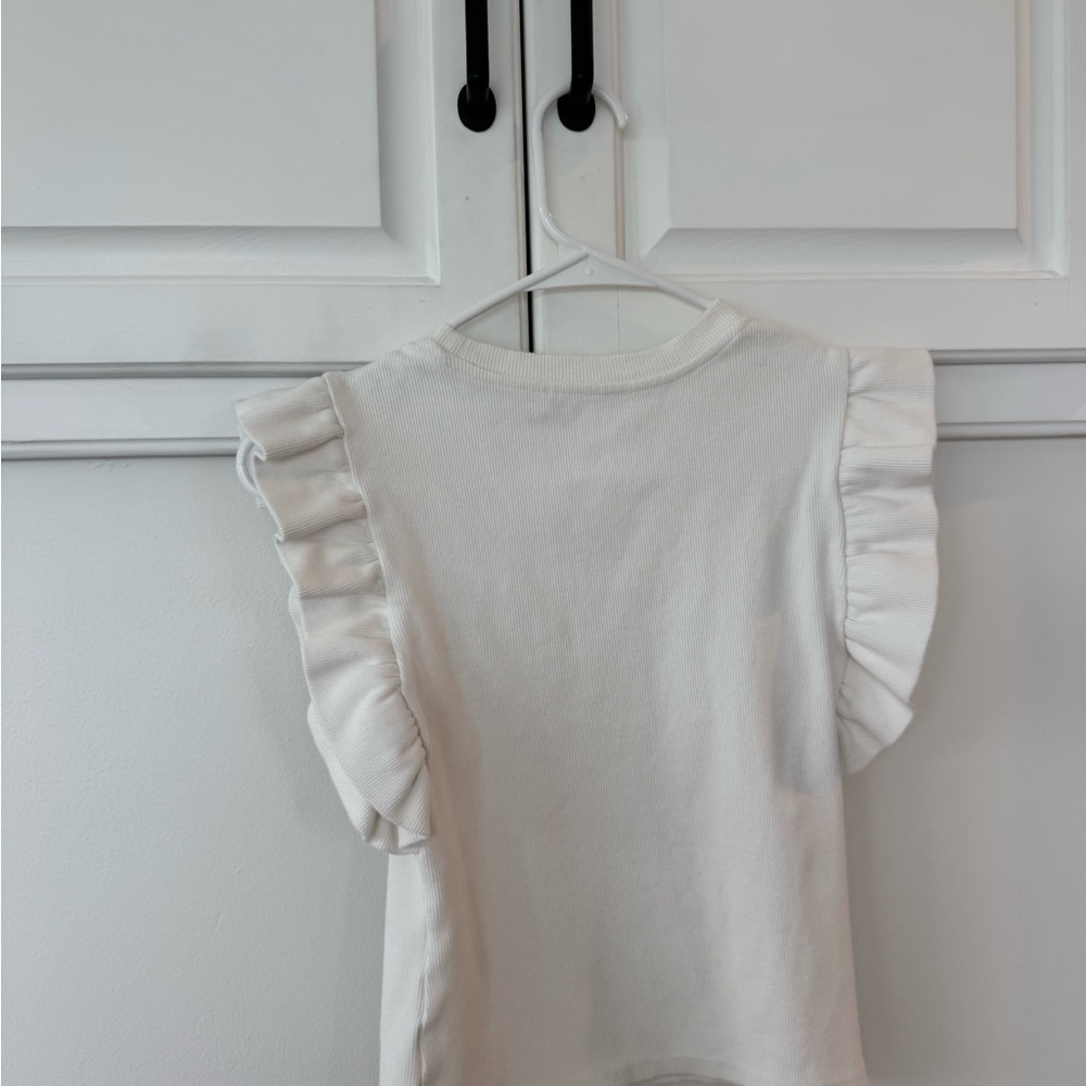 White Ruffle Sleeve Top - Picture 2 of 2